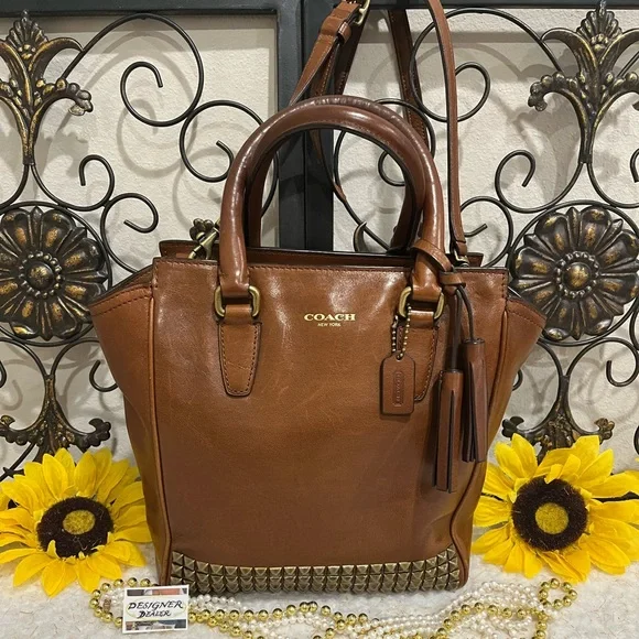 COACH Legacy Mini Tanner Pyramid Stud Crossbody RARE! Brown GUC! - Picture 1 of 15